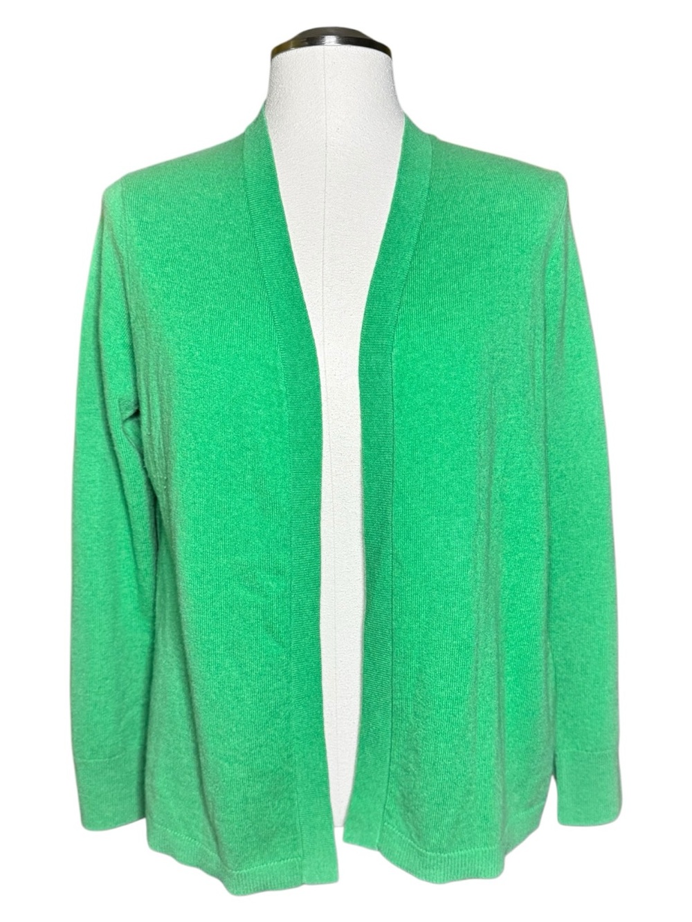 Talbots Pure Cashmere Grass Green Lightweight Knit Cardigan